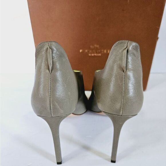 NIB COACH Manhattan Soft Vintage Leather Pump Open Toe Heels In Slate Grey 7.5 - Picture 6 of 16